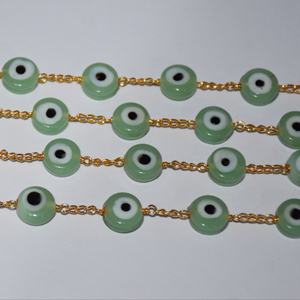 Magnifique chaîne de chapelet en perles d'œil de péridot vert de 4 mm, plaquée or, faite à la main, pour la fabrication de bijoux - Product Image 4