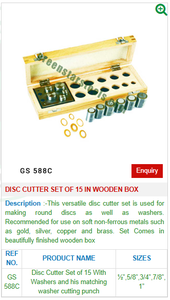 GS 588C Steel Disc <b>Cutter</b> Set of 15 Jewelry <b>Tools</b> for Jewellery in <b>Wooden</b> Box - Product Image 2