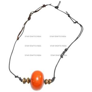 Handmade Women <b>Necklace</b> Resin Big <b>Beads</b> and Leather Cord Statement <b>Chunky</b> Beaded <b>Necklaces</b> Fashion Jewelry - Product Image 1