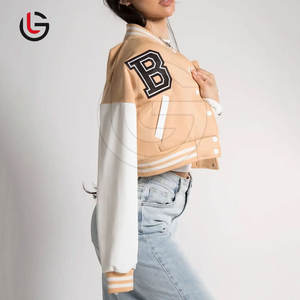 Veste Letterman grande taille pour femmes à vendre Veste Letterman courte en laine pour femmes meilleure vente - Product Image 2