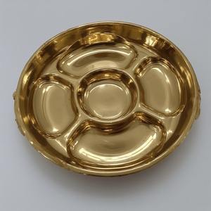 Servidor de fruta seca de forma redonda de lujo de aluminio y vidrio decorativo con acabado dorado pulido - Product Image 3