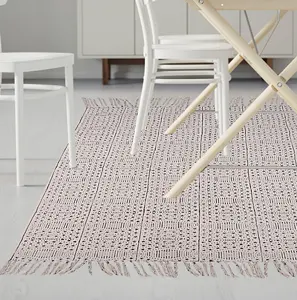 Tapis de yoga indien fait à la main 100% coton Durrrie couleur blanche impression de bloc de main tapis de sol pour la décoration intérieure