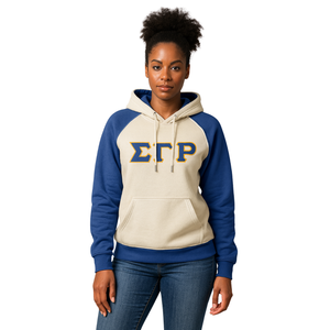 Sigma Gamma Rho Neutral Body Blue Raglan Sleeves Pullover Sudadera con capucha Algodón SGRho Greek Sorority Custom Divine Nine HBCU Ropa - Product Image 1