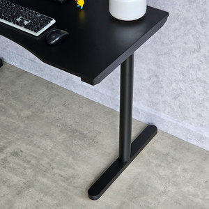 TaUP GD68056 Ergonomic Gaming Desk Natural Wood with <b>Iron</b> Legs Carbon Surface Adjustable Height for Home Office or Bedroom - Product Image 3