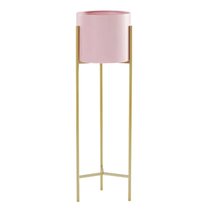 Support de plante d'intérieur en métal doré à forte valeur ajoutée avec support de pot de fleur rose pour affichage de jardin ou support de jardinière d'intérieur - Product Image 1