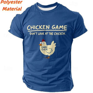 Camiseta con estampado 3D de pollo de videojuego para hombre, divertida camiseta con patrón colorido, camisetas de verano con cuello redondo para niños, camisetas de manga corta, tops de moda - Product Image 3