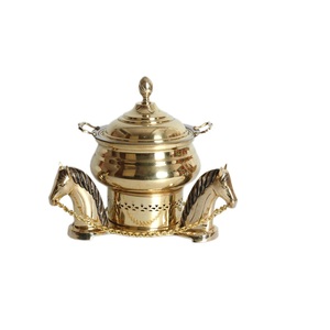 Brass Metal Rounded Chafing Dish With Handle <b>Buffet</b> Casseroles Serving Chafing Dish Gold Plated Finishing Chafing Dish - Product Image 3