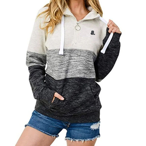 Ropa de calle personalizada, diseño propio, servicio OEM ODM, Sudadera con capucha de bloque de Color para mujer, novedad de 2024, sudaderas con cremallera a la venta - Product Image 2