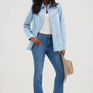 แจ็คเก็ตยีนส์ผู้หญิงไซส์ใหญ่ ดีไซน์ทันสมัย สั่งตัดได้ ผ้าฝ้าย 100% ระบายอากาศได้ดี เป็นมิตรกับสิ่งแวดล้อม ทรงสลิม ใส่สบาย - Product Image 3