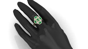 Anillo de Compromiso Art Deco de Oro de 14k para Mujer, 1.50 CTW, Esmeralda Cultivada en Laboratorio, Corte Ovalado, Estilo Vintage, Regalo de Aniversario, Joyería de Boda - Product Image 4