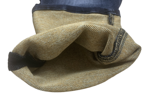 Tessuto Denim Elasticizzato 11oz Blu Fronte Giallo Marrone Retro in Poliestere Cotone Rayon Spandex con Trama Slub Traspirante per Bambini e Bambine - Product Image 3