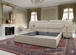 <span class=keywords><strong>Lit</strong></span> blanc <span class=keywords><strong>futuriste</strong></span> avec éclairage LED | Ensemble de chambre à coucher moderne pour espaces de vie high-tech - Product Image 4