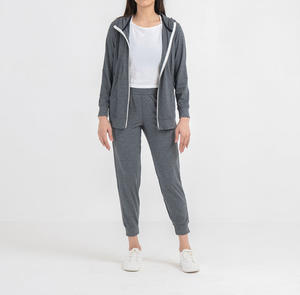 OEM pull à capuche 100% coton, nouveau design, solide, avec logo personnalisé, broderie, sweat-shirt zippé pour femmes - Product Image 2