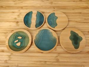 Posavasos redondo de resina epoxi y bambú con olas del océano, productos ecológicos hechos en Vietnam, decoración de mesa al por mayor - Product Image 6