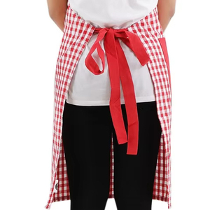 Babero teñido en hilo de algodón 100%, delantal, cintura gris, babero, comida, salón de cocina, peluquero, jardín, barbacoa, PE, LDPE, PU, tela vaquera de PVC, poliéster - Product Image 1