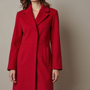 เสื้อโค้ทขนแกะตัวยาวสำหรับผู้หญิง, เสื้อโค้ทขนแกะแขนยาวมีเข็มขัดคาดเอวเสื้อแจ็กเก็ตแขนยาวปกพับลง - Product Image 2