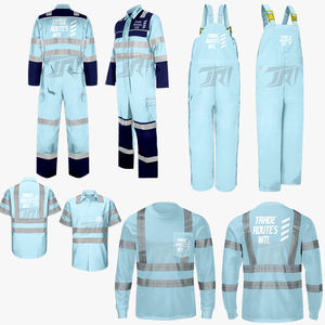 Ensemble de vêtements de travail de sécurité personnalisés, bandes réfléchissantes, chemise à boutons haute visibilité, imperméable, ANSI Classe 1, EN ISO Classe 1, salopette en polyester - Product Image 1