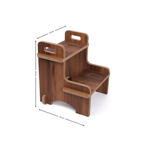 Tabouret d'escalier Montessori en bois brun pour enfants, antidérapant, pour lavabo de salle de bain, éducatif et durable - Product Image 5