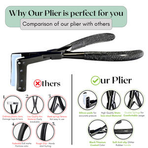 Outils pour extensions de cheveux, pince à ruban adhésif pour extensions de cheveux, pince à ruban adhésif noire en acier inoxydable pour salon, outil d'application de pince à ruban adhésif - Product Image 3