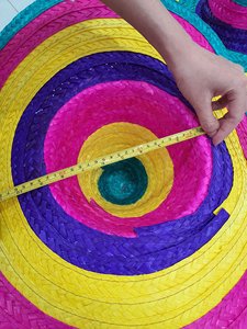 Mexicain tissé Hawaii moyen décoratif mode caractéristiques nationales arc-en-ciel Bobble chapeau de paille - Product Image 3