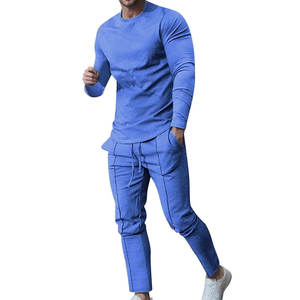 Sweat-shirt à manches longues pour homme, pull ras du cou avec poignets côtelés, tissu léger et respirant, idéal pour une utilisation quotidienne en fitness - Product Image 1