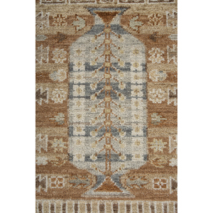 Tapis en laine noué à la main Savana, beige et marron, motif médaillon rectangulaire abstrait, pour entrée, couloir - 9x12 LSEA-1047 - Product Image 3