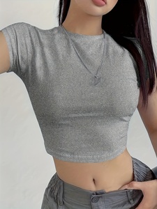 Camiseta Corta de Moda para Chicas, Algodón Suave, Informal, Top Corto de Verano, Camiseta Moderna, Ropa Urbana Juvenil, Cómoda - Product Image 3