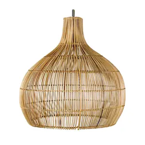 Dokuma desen kolye bambu aydınlatma koruması lamba gölge