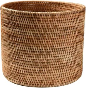 Panier de rangement rond en osier tissé à la main organisateur de rotin panier à linge maison et bureau panier décoratif multifonctionnel - Product Image 1