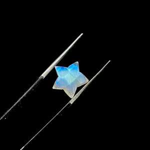 Cuentas de estrella facetadas Briolette de piedra lunar arcoíris Natural de alta calidad, estrellas talladas llamativas azules para la fabricación de joyas pulidas - Product Image 3