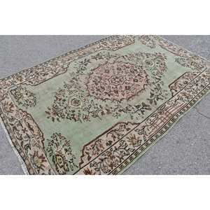 พรมตุรกีโบราณ5.7 X 8.7ft ชนเผ่าขนแกะสีน้ำตาลอมเขียวเย็บปะติดปะต่อกันพรมห้องนั่งเล่นพร้อมยางรองสำหรับวัยรุ่น - Product Image 2