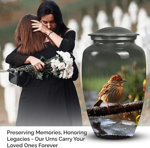 Urna Funeraria Roja para Cenizas, Urna Conmemorativa con Hermoso Pájaro Rojo, Regalo por el Luto de un Ser Querido, Cardenal Masculino y Femenino - Product Image 3