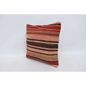 Coussin en laine multicolore patchwork Kilim Coussin décoratif de luxe 14x14 pouces Motif de feuilles moelleuses Vintage Literie portable - Product Image 4