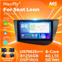 NaviFly Layar Sentuh Android Qled Wifi Terbaru untuk Seat Leon 2005-2012 dengan Car Play Android Auto