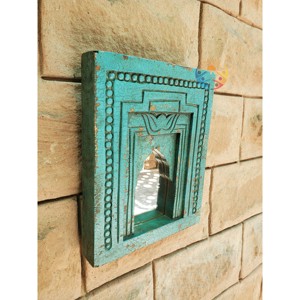 Marco de espejo de diseñador de aspecto antiguo de lujo indio decoración de pared de entrada de madera tallada multiusos para el hogar - Product Image 4