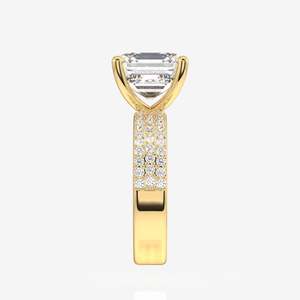 แหวนทองคำ 18K ประดับเพชรโมอิสซาไนต์ทรง Asscher Cut แบบสามชั้น ดีไซน์เก๋ไก๋ไม่ซ้ำใคร ประเภทสินค้าแหวนโมอิสซาไนต์ - Product Image 3
