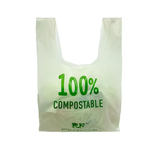 Bolsas de fuelle lateral de supermercado Personalizar Compostable Biodegradable Reutilizable Tote Shopping T-Shirt Bag - Product Image 3