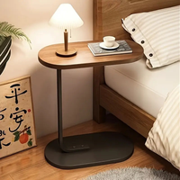Table d'appoint en bois en forme de C avec structure en acier pour canapé-lit, table d'appoint étroite pour petits espaces, design moderne, facile à nettoyer, table pour ordinateur portable