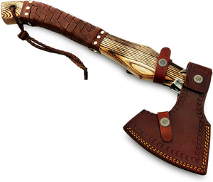 Venta al por mayor de calidad superior personalizada OEM ODM servicio al aire libre hacha de acero al carbono forjado con mango de madera hacha de acero de Damasco - Product Image 2