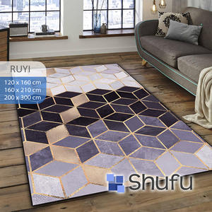 Ensembles de tapis lavables faits à la machine modernes Shufu flanelle douce anti-allergiques anti-dérapant pile moyenne support en caoutchouc thermoplastique - Product Image 1