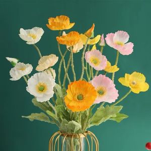 ดอกป๊อปปี้ปลอม5หัว | ดอกไม้ประดิษฐ์คุณภาพสูง | ดอกไม้ประดิษฐ์แบบ DIY | ของตกแต่งงานแต่งงาน/บ้าน | ของขวัญหลากสี - Product Image 4