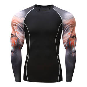 Rash Guard Hombres Sublimación Impreso Spandex Bjj Rash Guard Gimnasio Surf Buceo Rashguard Camisas de compresión MMA - Product Image 4