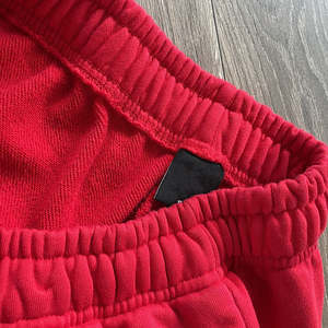 Streetwear 100% algodón crudo dobladillo corte borde ácido lavado Flare pantalones de lana personalizado Puff estampado pierna ancha pantalones de chándal Acampanados para hombres - Product Image 4