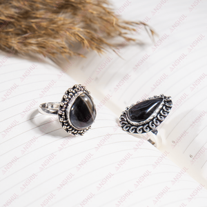 Anillos de cabujón de ágata Sulemani negra, los más modernos y elegantes, piedras preciosas curativas para joyería, fiestas, meditación, al mejor precio. - Product Image 1