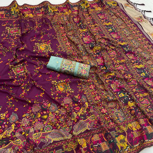 Exclusive Designer Look Soft Silk Material <b>Saree</b> with Elegant <b>Blouse</b> Stylish Ethnic Latest Trendy Indian Modest Party Wear Women - Product Image 1