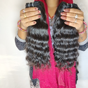 Extensiones de cabello natural alineado con cutícula virgen India Extensiones de cabello humano químico de templo recto y súper ondulado profundo Suelto - Product Image 5