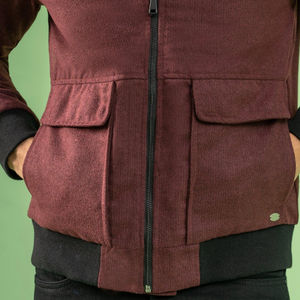 Wholesale 100% Woolen Full Sleeve Maroon <b>Jacket</b> Customizable with Embroidered Winter Design Stand Button Collar Logo on Front - Product Image 3