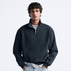 Sweat-shirt personnalisé pour hommes coupe surdimensionnée de luxe col replié conception d'épaule tombante impression de logo personnalisée en gros OEM/ODM - Product Image 4