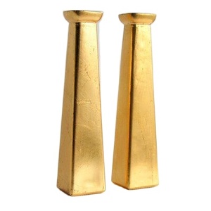 Floreros decorativos brillantes chapados en oro de metal de aluminio, uso de decoración de boda para flores - Product Image 1