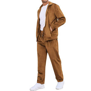 <b>Mens</b> Tracksuit Long Sleeve Full Zip Velour Hoodie <b>Jacket</b> Jogger Sweatpants Casual <b>Velvet</b> Sweatsuits Set Custom Velour Tracksuit - Product Image 2